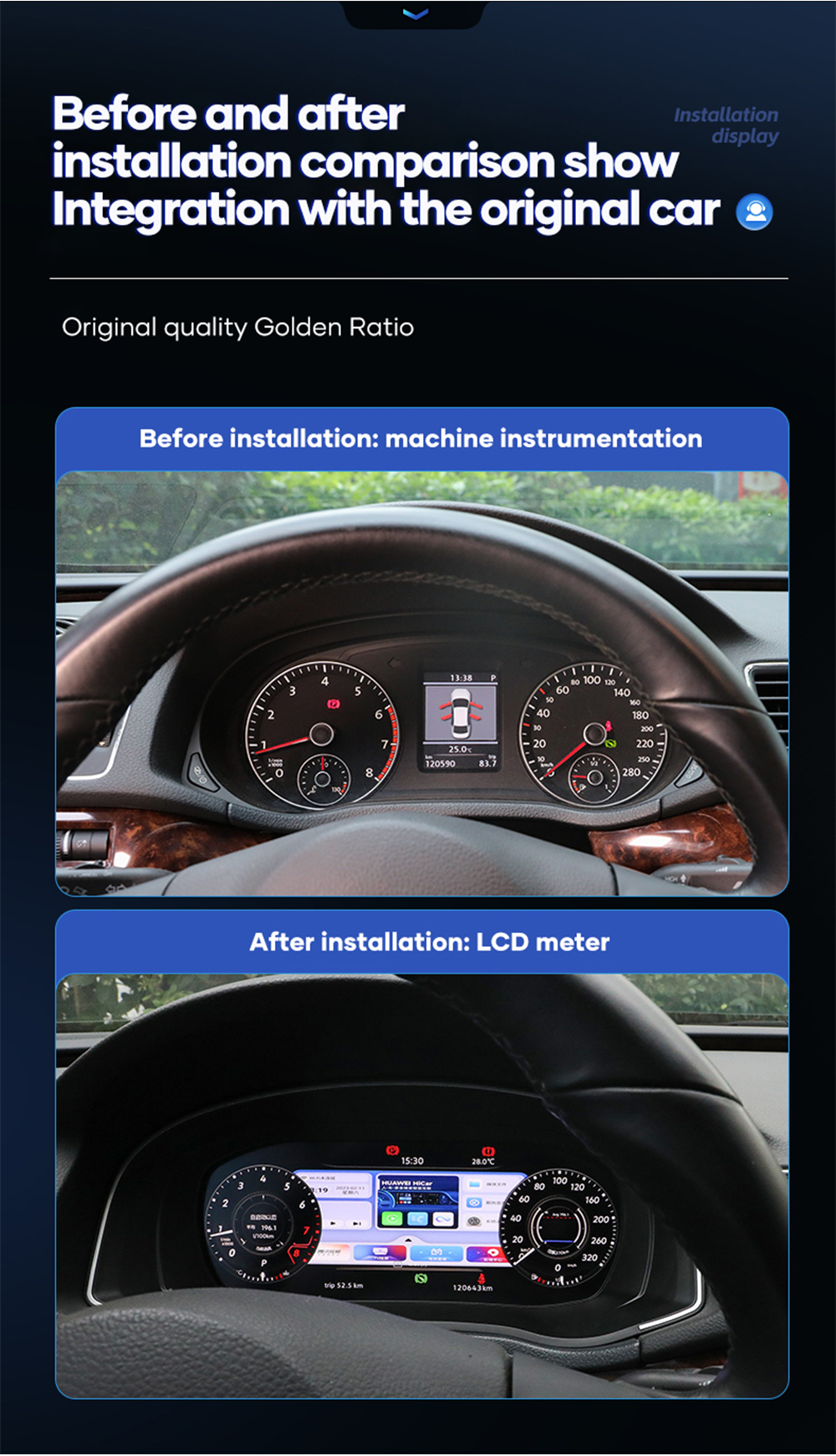 10.25 inch  LCD Dashboard Digital Cluster For VW EOS 2009-2016 Virtual Cockpit Speedometer Instrument Panel