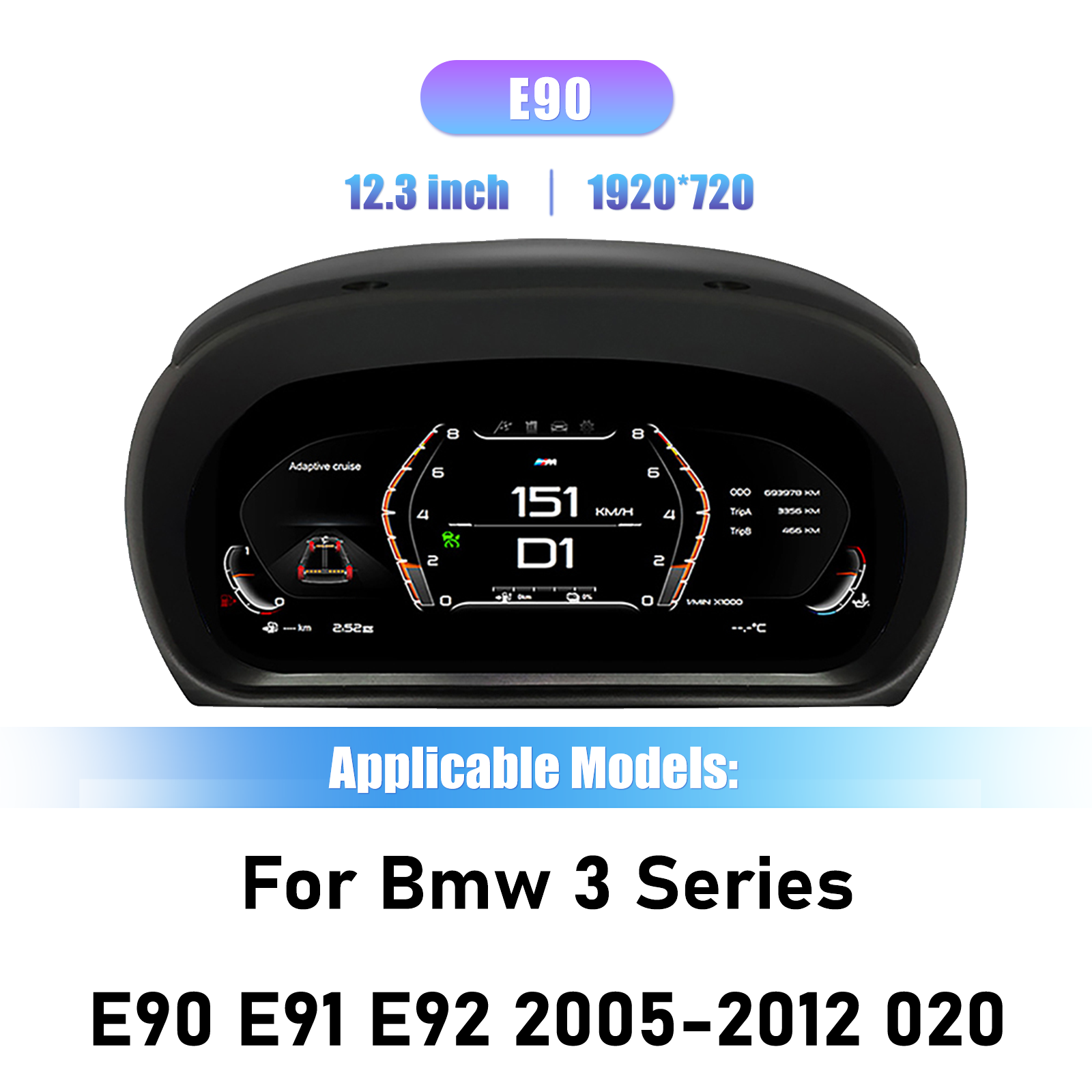 12.3 inch LCD Dashboard Digital Cluster For Bmw 3 SeriesE90 E91 E92 E93 E94 2005-2012 Virtual Cockpit Speedometer Instrument Panel