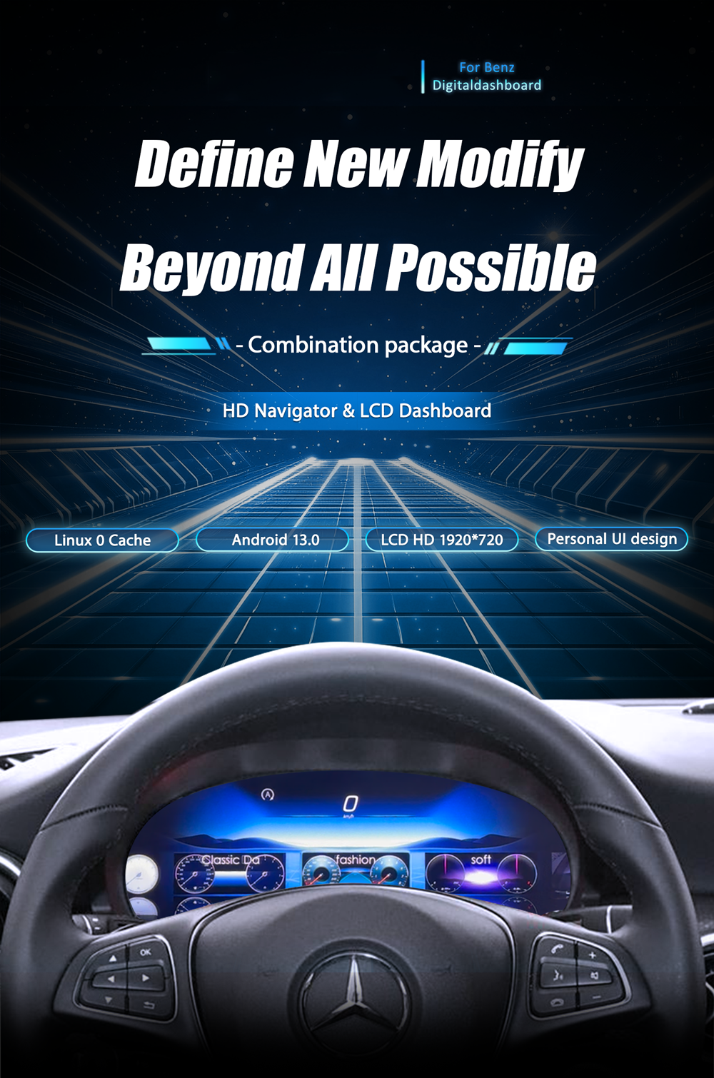 12.3 inch LCD Dashboard Digital Cluster For Benz W176 GLZ_CLA 2014-2019 Virtual Cockpit Speedometer Instrument Panel