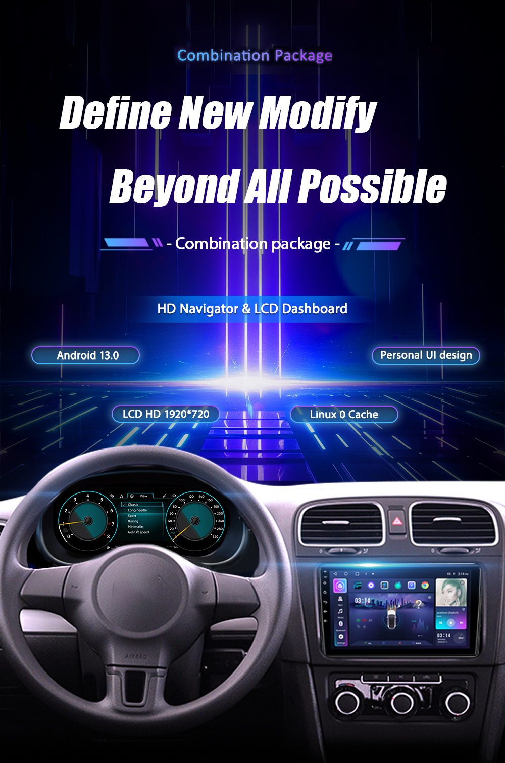 10.25 inch LCD Dashboard Digital Cluster For VW Sharan 2012-2019 Virtual Cockpit Speedometer Instrument Panel