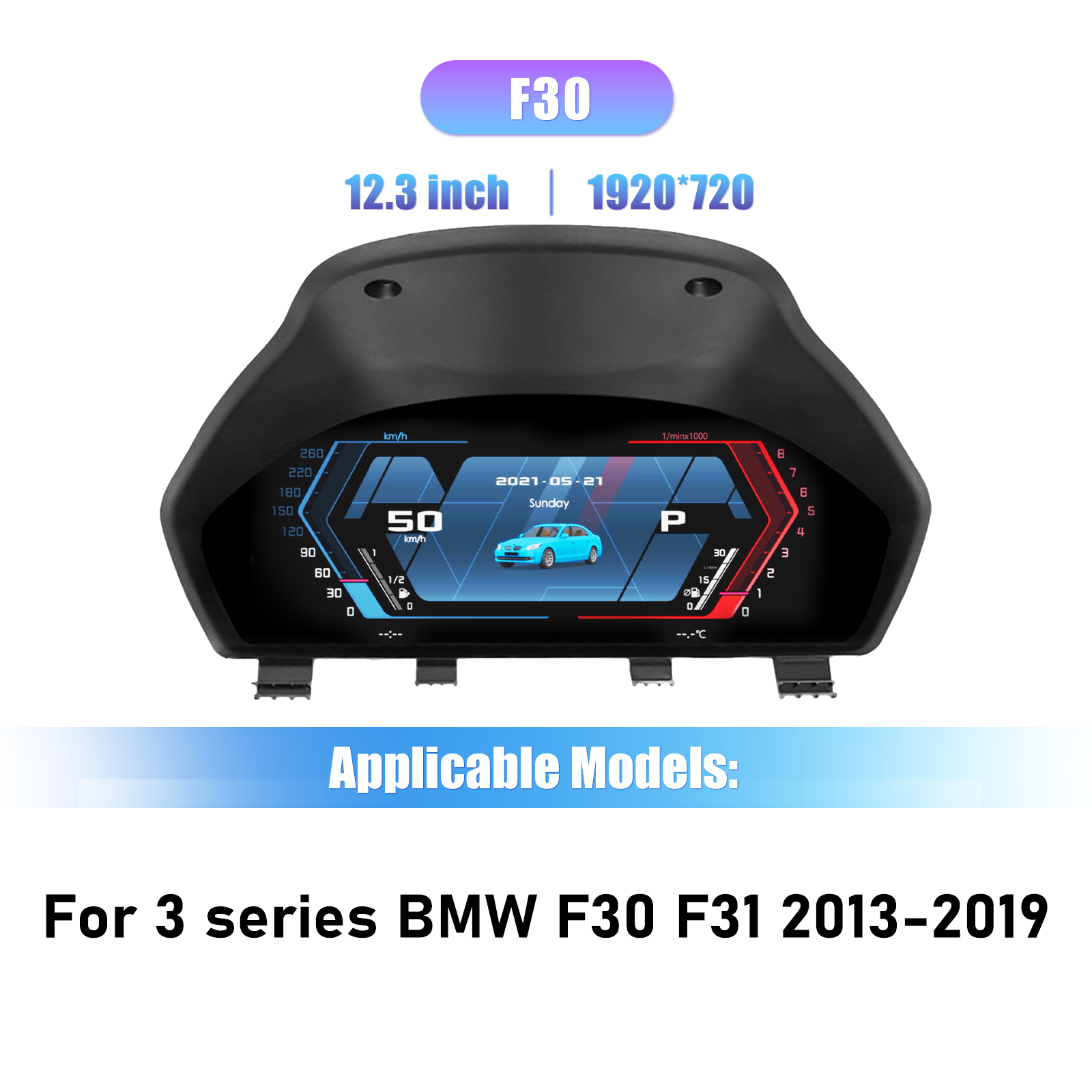 12.3 inch LCD Dashboard Digital Cluster For BMW 3 4 Series F30 F31 GT-F34 F32F33 F36 418D Virtual Cockpit Speedometer Instrument Panel