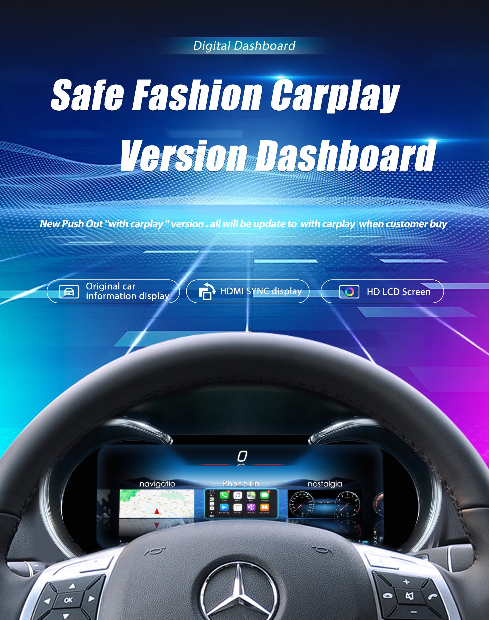 Digital Dashboard For Benz C GLC W205 W253 2015-2018 Years Android player Radio Instrument Panel Virtuele Cockpit Speedometer