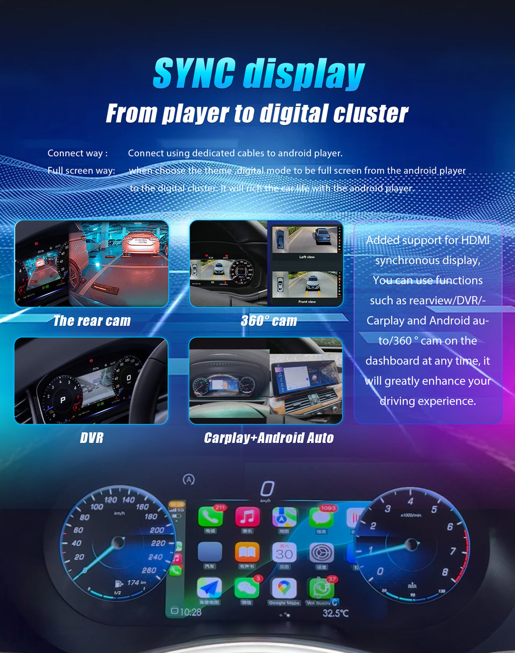 Digital Dashboard For Benz C GLC W205 W253 2015-2018 Years Android player Radio Instrument Panel Virtuele Cockpit Speedometer