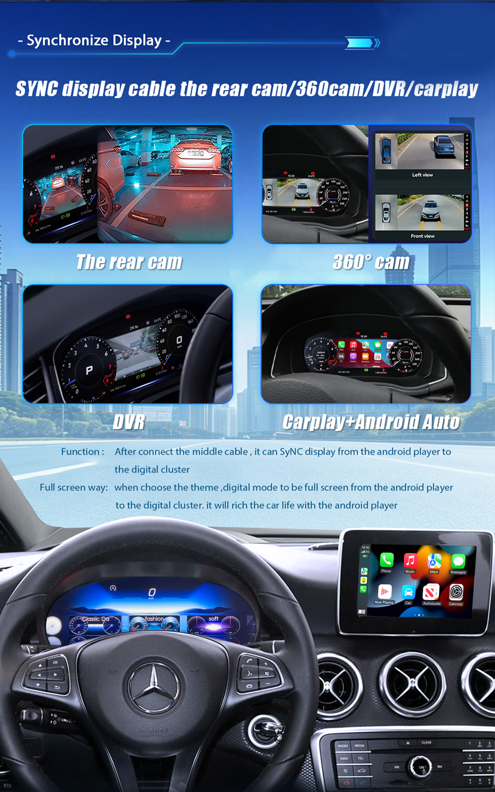 12.3 inch LCD Dashboard Digital Cluster for Benz C/GLC W205 X253NTG5.5 2015-2018 Virtual Cockpit Speedometer Instrument Panel