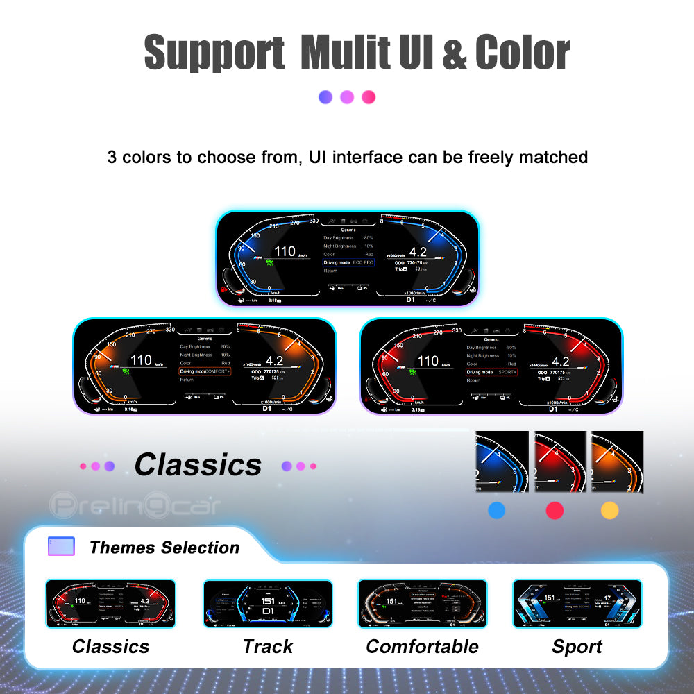 12.3 inch LCD Dashboard Digital Cluster For For 5 series GT-FO7 5 series F10/F11/F18 6 series FO6/F12/F13 7 series FO1/F02/F03 Virtual Cockpit Speedometer Instrument Panel