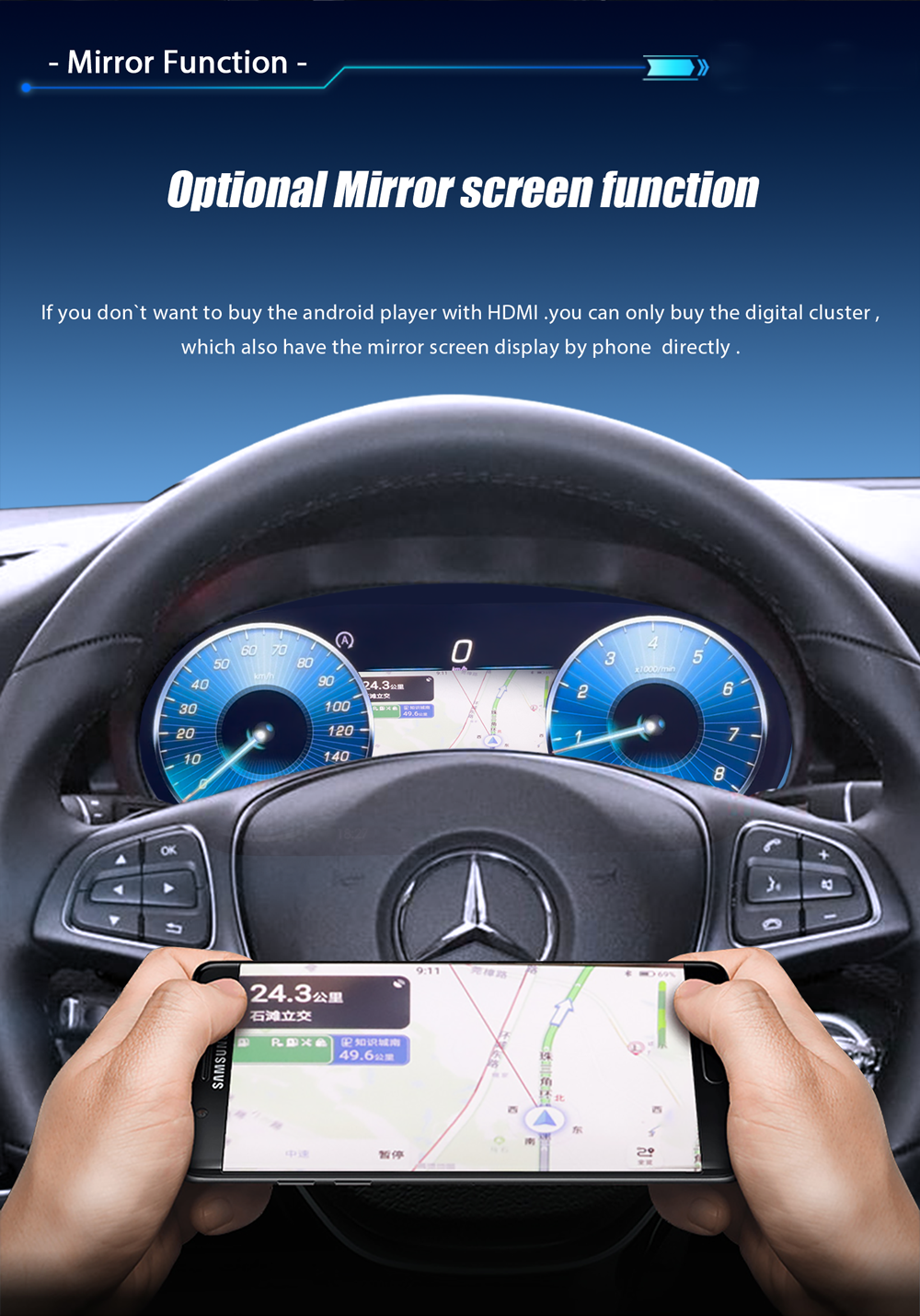 12.3 inch LCD Dashboard Digital Cluster For Benz W176 GLZ_CLA 2014-2019 Virtual Cockpit Speedometer Instrument Panel