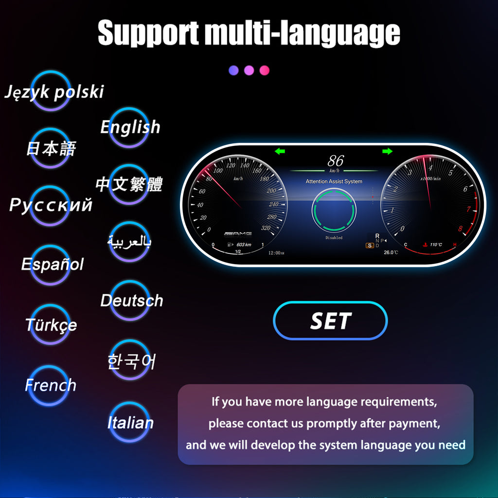 Digital Dashboard For Benz C GLC W205 W253 2015-2018 Years Android player Radio Instrument Panel Virtuele Cockpit Speedometer