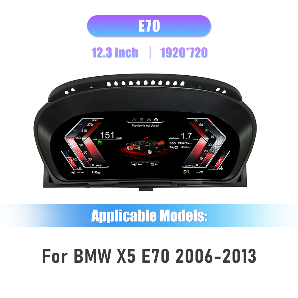 12.3 inch LCD Dashboard Digital Cluster For BMW X5 E70 2006-2013 Virtual Cockpit Speedometer Instrument Panel