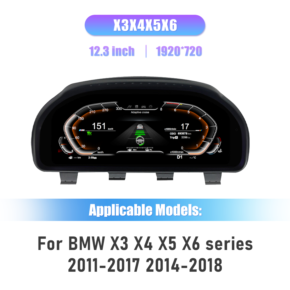 12.3" Linux Car LCD Dashboard For BMW X5 E70 X6 E71 2006-2013 CCC CIC Instrument Cluster Panel Virtual CockPit Speedometer